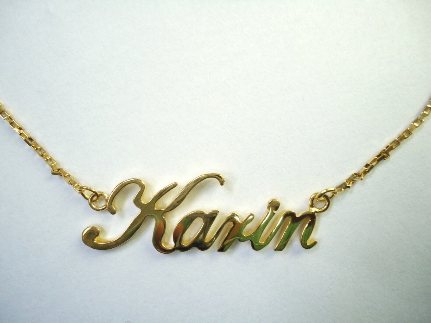 ITALIC 14K GOLD PLATED NAME PLATE W/CHAIN NECKLACE ANY NAME UP TO 9 LETTERS K