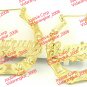 PERSONALIZED 14K GP 3:00" (large) ROUND BAMBOO NAME EARRINGS ANY NAME