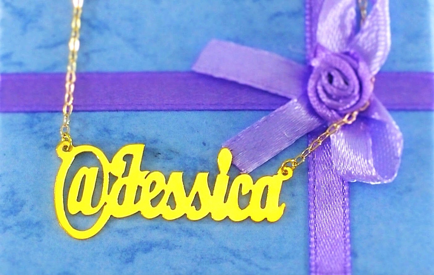 PERSONALIZED 18K GOLD PLATED @ twitter STYLE ANY NAME PLATE NECKLACE US SELLER