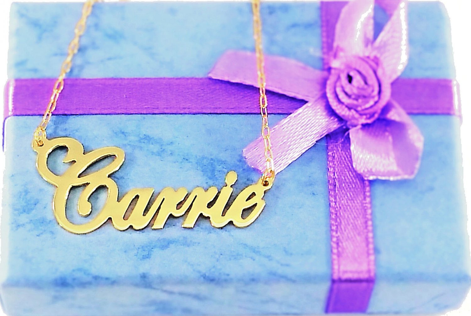PERSONALIZED GOLD PLATED CARRIE STYLE ANY NAME PLATE NECKLACE    * US SELLER