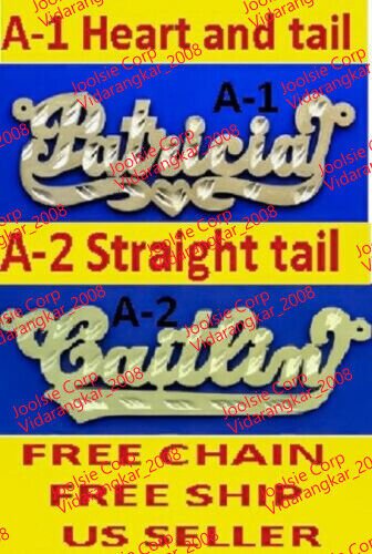 PERSONALIZED 14K GOLD GP/ SILVER NAME PLATE NECKLACE 2 STYLES TO CHOOSE FROM