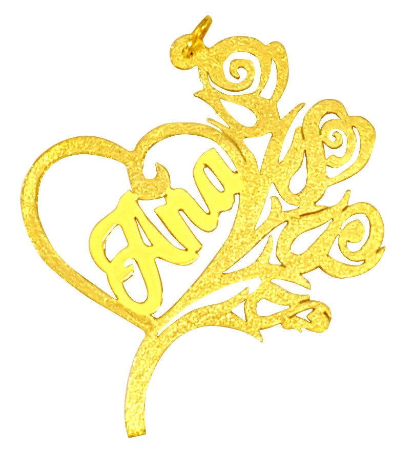 PERSONALIZED 14K GOLD GP NAME PLATE CHAIN ROSE FLOWER NECKLACE GIFT ANY NAME