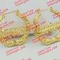 PERSONALIZED 14K GP 2:00" MEDIUM ROUND BAMBOO NAME EARRINGS ANY NAME *US SELLER