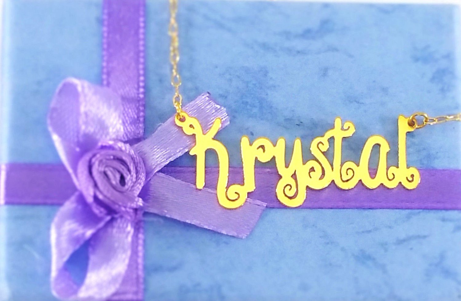PERSONALIZED 18K GOLD PLATED CURLY STYLE ANY NAME PLATE NECKLACE  ** US SELLER