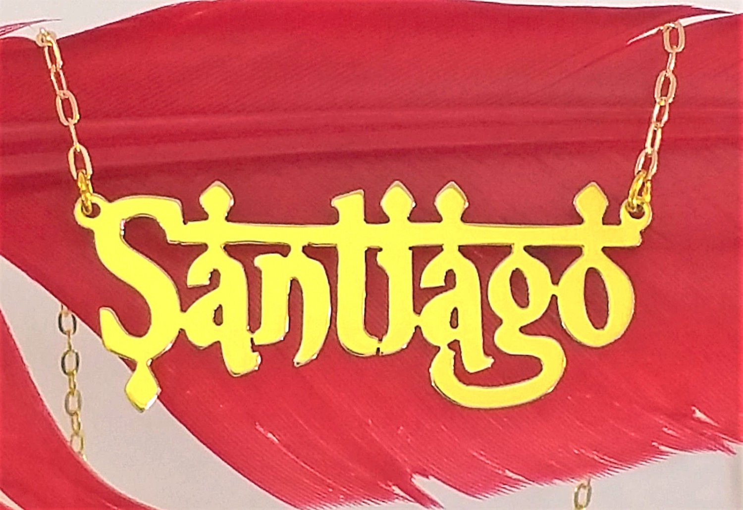 PERSONALIZED 18K GOLD PLATED  INDIAN ( HINDI ) LOOK ANY NAME PLATE NECKLACE