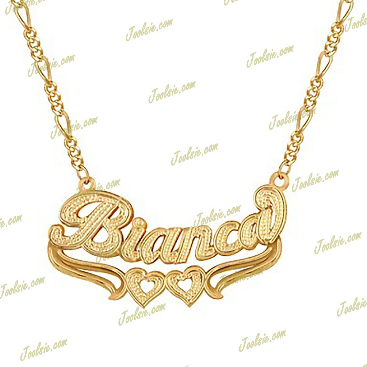 PERSONALIZED 14K GP 3D CURVED DOUBLE PLATED SCRIPT NAME PLATE NECKLACE ANY NAME
