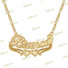 PERSONALIZED 14K GP 3D CURVED DOUBLE PLATED SCRIPT NAME PLATE NECKLACE ANY NAME