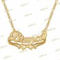 PERSONALIZED 14K GP 3D CURVED DOUBLE PLATED SCRIPT NAME PLATE NECKLACE ANY NAME