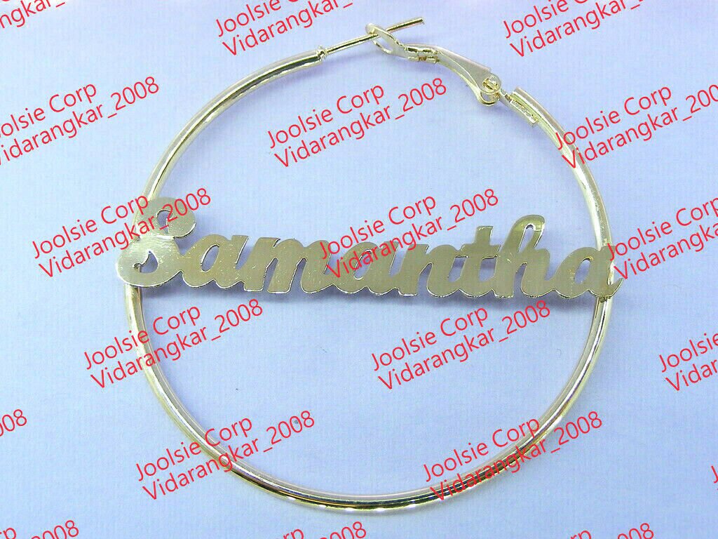 PERSONALIZED 14K GOLD PLATED 1.5" (SMALL) STUD HOOP NAME EARRINGS * ANY NAME
