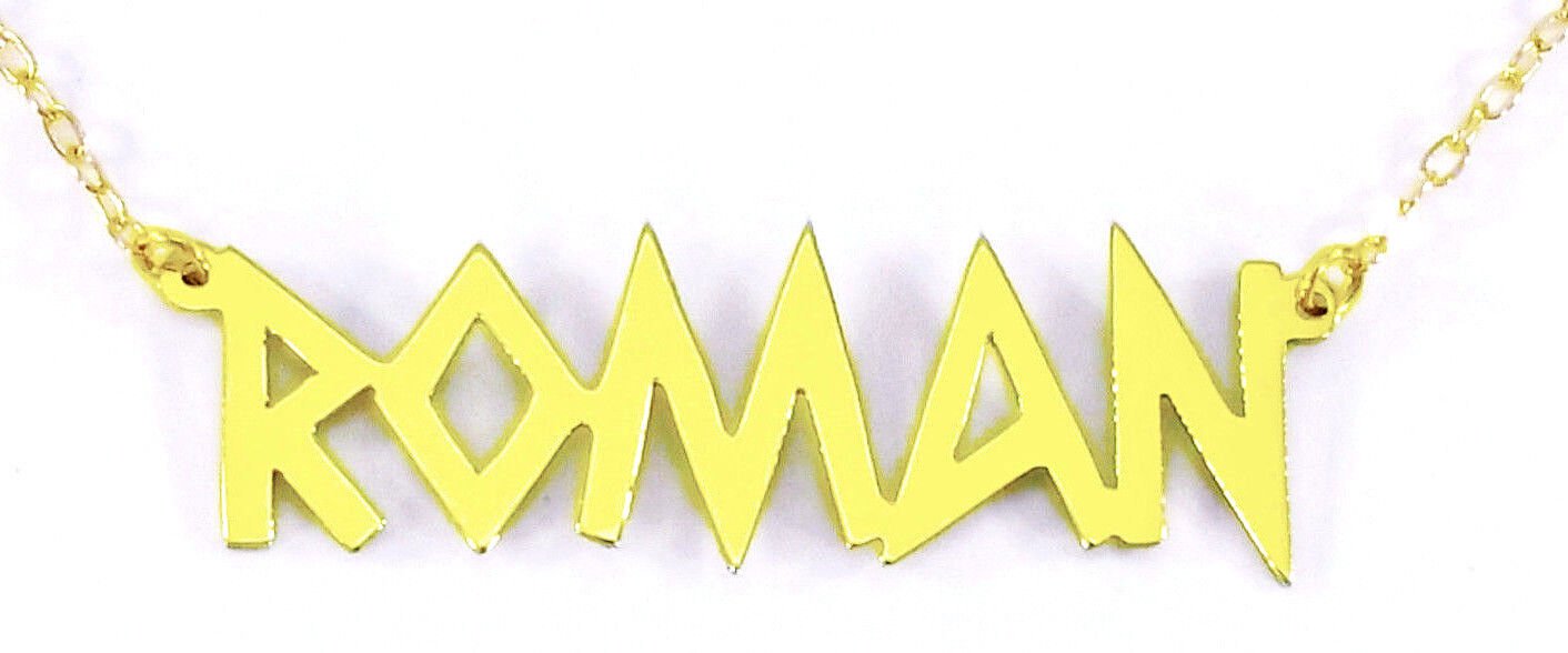 PERSONALIZED 18K GOLD PLATED ROMAN/GREEK STYLE ANY NAME PLATE NECKLACE US SELLER