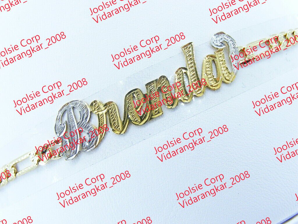PERSONALIZED 14K GOLD PLATED FIGARO  NAME PLATE BRACELET *ANY NAME * US SELLER