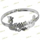 PERSONALIZED ADULT SILVER FILLED CROWN NAME CUFF BANGLE BRACELET