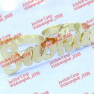 PERSONALIZED 14K GP HIGH POLISH TWO 2 FINGER NAME RING  ANY NAME ANY SIZE