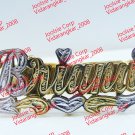 PERSONALIZED 14K GP TWO 2 FINGER NAME RING W/HEART ( ANY NAME/SIZE ) US SELLER