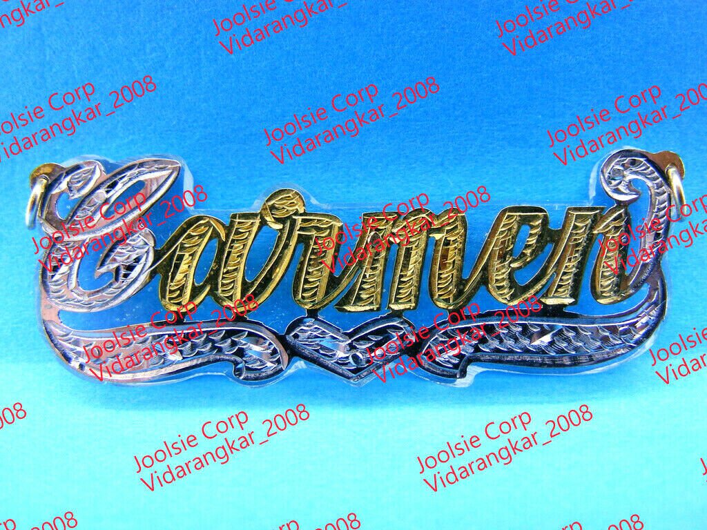 PERSONALIZED GOLD PLATED NAME PLATE NECKLACE W/ COLOR PLASTIC ONYX BACKGROUND