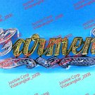 PERSONALIZED GOLD PLATED NAME PLATE NECKLACE W/ COLOR PLASTIC ONYX BACKGROUND