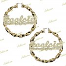 Personalized 3:00" Gold / 2TONE / Silver Twist  Name Hoops Earrings (LARGE)