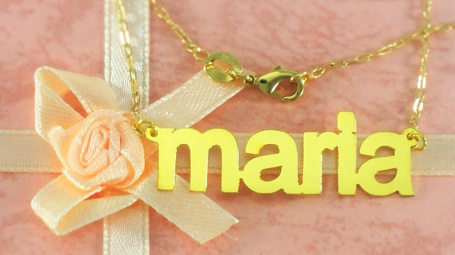 PERSONALIZED GOLD PLATED  ANY NAME PLATE NECKLACE  (BLOCK LOWER CASE) US SELLER