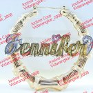 PERSONALIZED 14K GOLD PLATED 3:00"  ROUND BAMBOO NAME EARRINGS  Choose any name