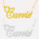 Personalized 18K Gold Plated / Sterling Silver Name Plate Necklace Carrie Style