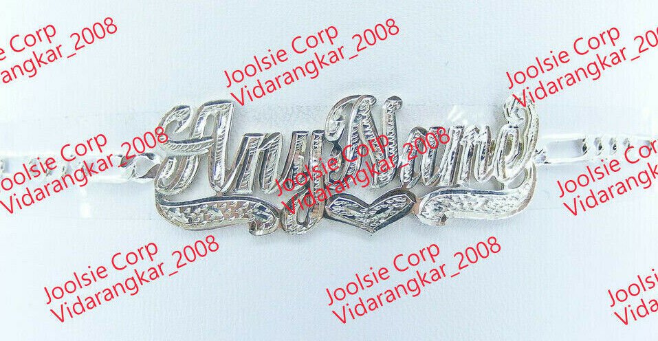 PERSONALIZED SILVER FIGARO  NAME PLATE BRACELET  * ANY NAME * US SELLER *