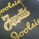 ITALIC 14K GOLD PLATED NAME PLATE W/CHAIN NECKLACE ANY NAME UP TO 9 LETTERS