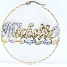 PERSONALIZED 2TONE 1.5 / 1 1/2" HOOP NAME EARRINGS H15