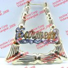 PERSONALIZED 14K GP MEDIUM TRIANGULAR BAMBOO NAME EARRINGSDOOR KNOCKERS* US