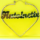 PERSONALIZED 14K GOLD GF HEART NAME SCRIPT PLATE EARRINGS 1 3/4" GIFT FAST SHIP