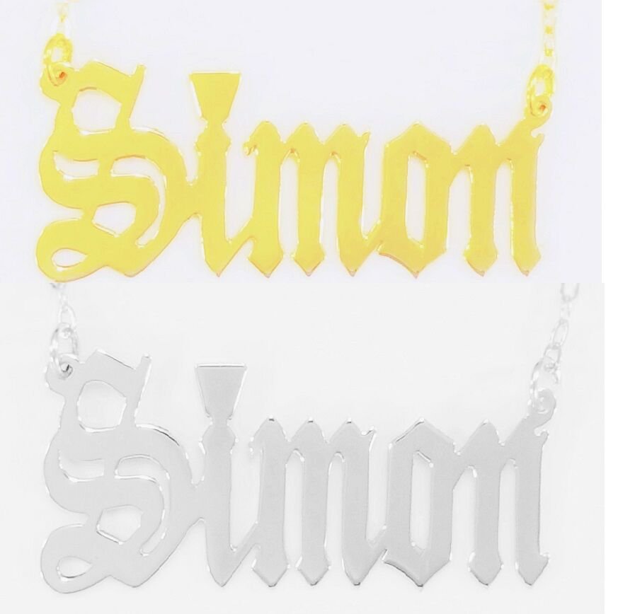 Personalized 18K Gold Plated / Sterling Silver Name Necklace Old English Font