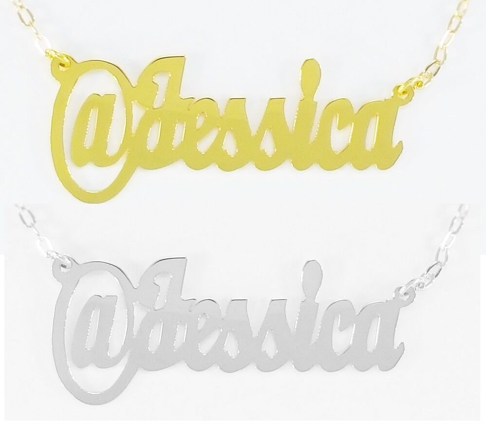 Personalized 18K Gold Plated / Sterling Silver Name Necklace twitter Style @name