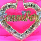 PERSONALIZED 14K GP 3 1/2"  HEART BAMBOO NAME EARRINGS (DOOR KNOCKERS) US SELLER