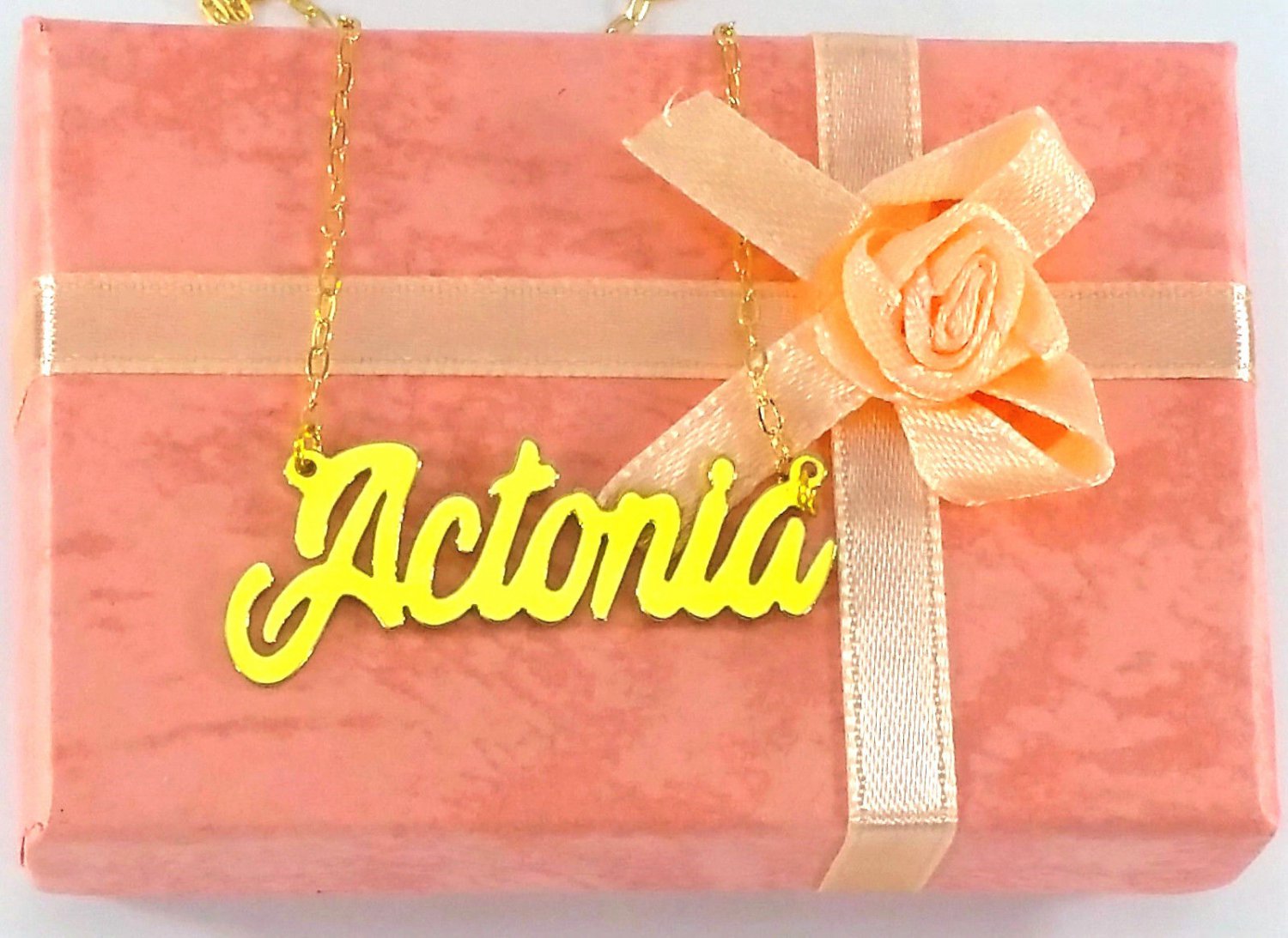 PERSONALIZED 18K GOLD PLATED ANY  NAME PLATE NECKLACE  US SELLER ACTONIA STYLE