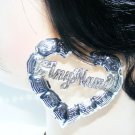 PERSONALIZED SILVER 3.00" HEART BAMBOO NAME EARRINGS s3
