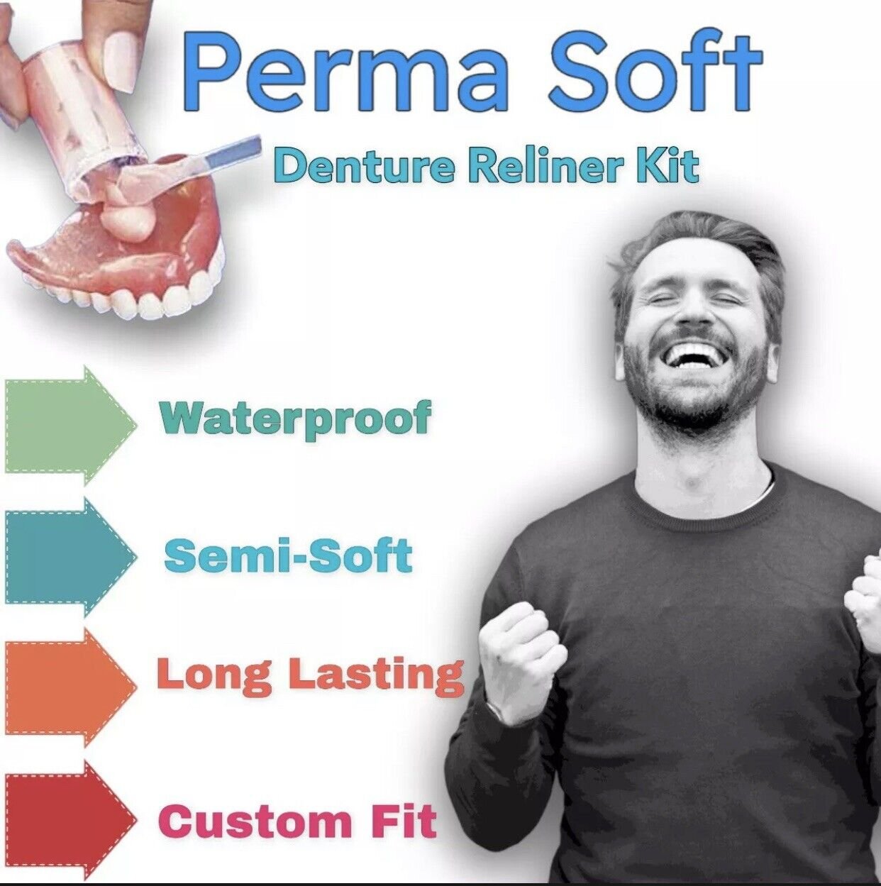 PERMA SOFT Denture Reline DENTURE RELINER KIT 2 LINER KITS INCLUDED