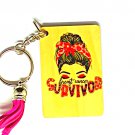 Messy Bun Custom Breast Cancer Survivor  Keychain