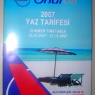 ONUR AIR - TURKISH AIRLINE - 2007 SUMMER TIMETABLE