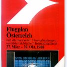 AUSTRIAN AIRLINES - 1988 SUMMER TIMETABLE