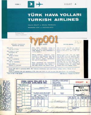 TURKISH AIRLINES - 1969 SAMSUN-ISTANBUL TICKET - DARK TURQUOISE
