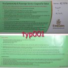EMIRATES AIRLINES - 2004 VISA SPONSORSHIP & PASSENGER SERVICE COUPON FOR DUBAI