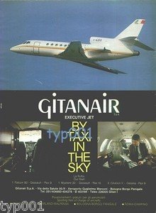 GITAN AIR - 1984 - GITANAIR EXECUTIVE JET BY TAXI IN THE SKY - PRINT AD - ITALY