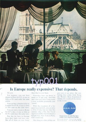 PAN AM - 1964 - IS EUROPE THAT EXPENSIVE? - PRINT AD
