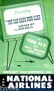 NATIONAL AIRLINES & AIRPORT CAR SHIPPERS 1950'S BROCHURE