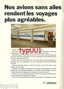 LUFTHANSA - 1968 - OUR AIRCRAFT WITHOUT WINGS PRINT AD - FRENCH