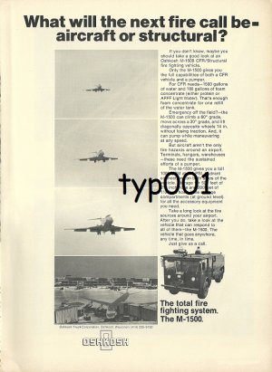OSHKOSH - 1972 - TOTAL FIRE FIGHTING SYSTEM FOR AIRPORTS PRINT AD