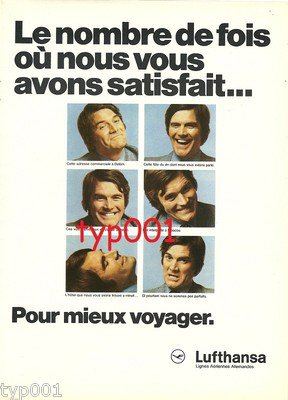 LUFTHANSA - 1974 - MET MANY TIMES FOR MORE TRAVEL PRINT AD - IN FRENCH