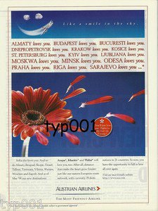 AUSTRIAN AIRLINES - 1998 - EASTERN DESTINATIONS PRINT AD