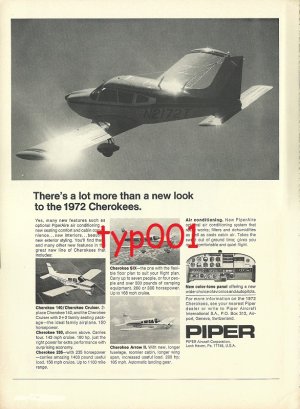 PIPER 1972 - NEW CHEROKEES PRINT AD