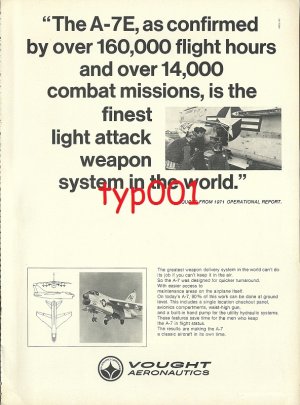 VOUGHT AERONAUTICS - 1972 - A7E ATTACK JET PRINT AD