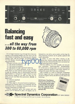 SPECTRAL DYNAMICS - 1973 - BALANCING FAST AND EASY PRINT AD